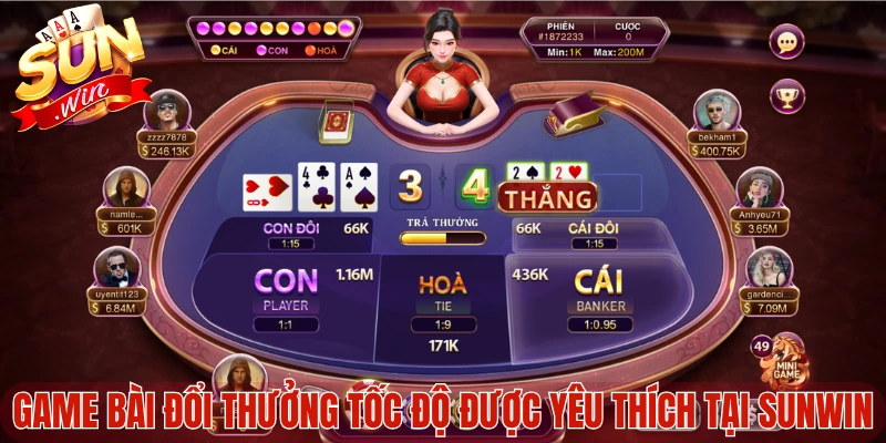 Game bài đổi thưởng tốc độ được yêu thích tại Sunwin